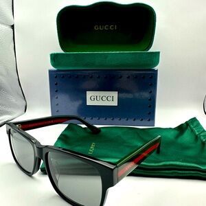 NEW GUCCI GG0340S 006 BLACK/MULTICOLOR GREY MENS SUNGLASSES
